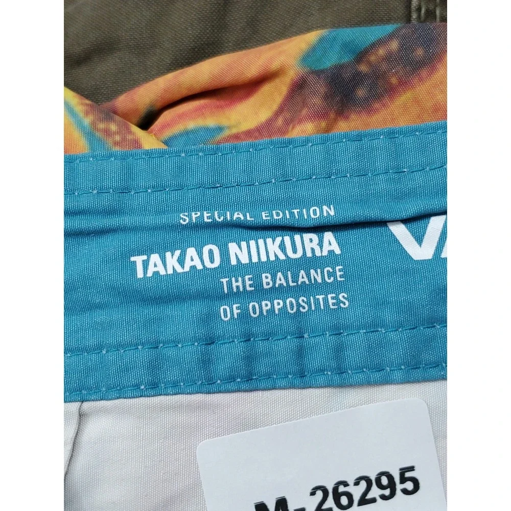 RVCA Men Shorts 32 Orange Nylon Polyester Swimwear Geometric TAKAO NIIKURA
